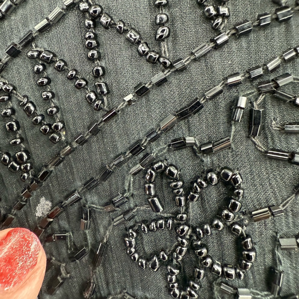 Vintage Black Beaded Silk Jacket Evening Top 100% Pure Silk Size L Y2K 80s 90s - Picture 14 of 16
